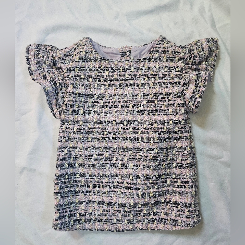 Janie and Jack Lavender Shimmer Bouclé Dress With Detachable Bloomers- 3-6 Month